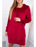 Velurové šaty s kapucí bordó Velurové šaty s kapucí bordó