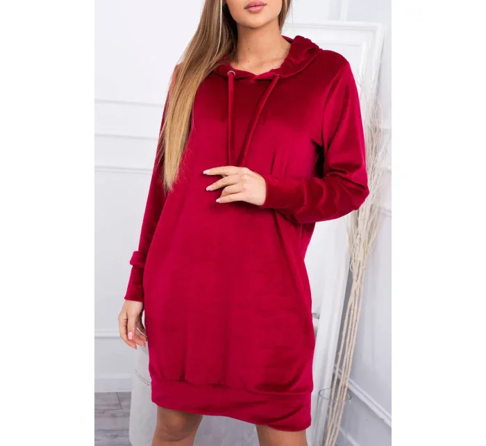 Velurové šaty s kapucí bordó Velurové šaty s kapucí bordó