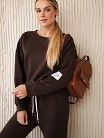 Komplet teplákové + kalhoty máslová látka hnědý