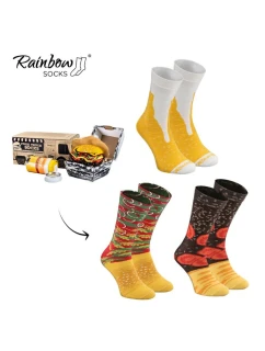 Sada Food Truck Socks Box Beer Burger 3 páry