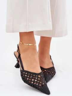 Lodičky S Špičatou Špičkou A Otevřenou Patou Černé Umirana