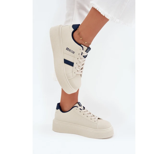 Dámské Tenisky Na Platformě Big Star SS274347 Světle Béžové Dámské Tenisky Na Platformě Big Star SS274347 Světle Béžové