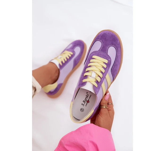 Kožené Dámské Tenisky LR61-7059 Fialové Kožené Dámské Tenisky LR61-7059 Fialové