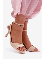 Dámské sandály na podpatku z eko kůže béžové model 22092092 - Boto