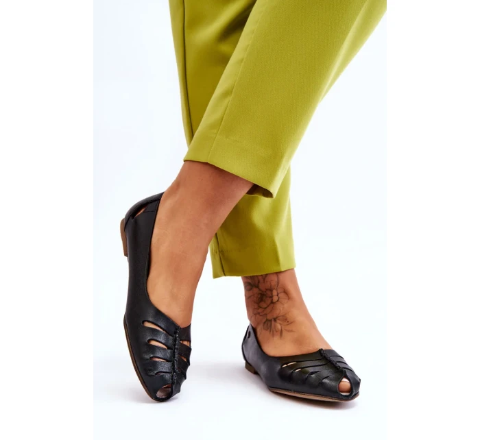 Pohodlné kožené dámské baleríny Černe Luka