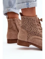 S.Barski Dámské kotníkové boty se vzorem, béžová S.Barski Dámské kotníkové boty se vzorem, béžová