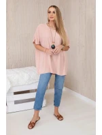 Oversized halenka s přívěskem tmavě pudrově růžová