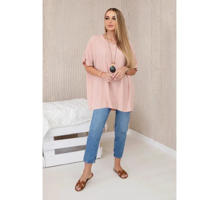 Oversized halenka s přívěskem tmavě pudrově růžová