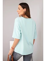 Dámská bavlněná oversize halenka s potiskem "Dog Fashion" tmavě mátová