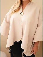 Dámské pončo Plus Size s broží béžová Dámské pončo Plus Size s broží béžová
