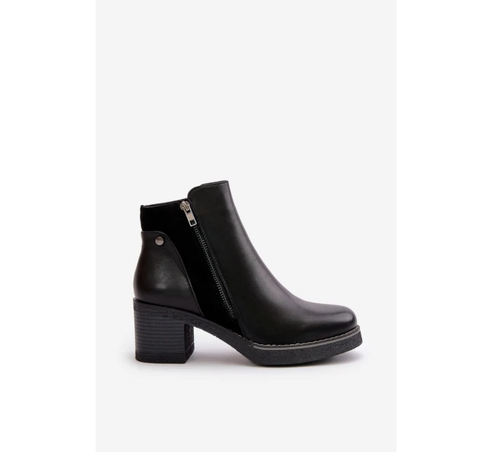 Dámské Botky Z Eko Kůže Na Podpatku Zateplené Černé model 21669129 - Boto Dámské Botky Z Eko Kůže Na Podpatku Zateplené Černé model 21669129 - Boto
