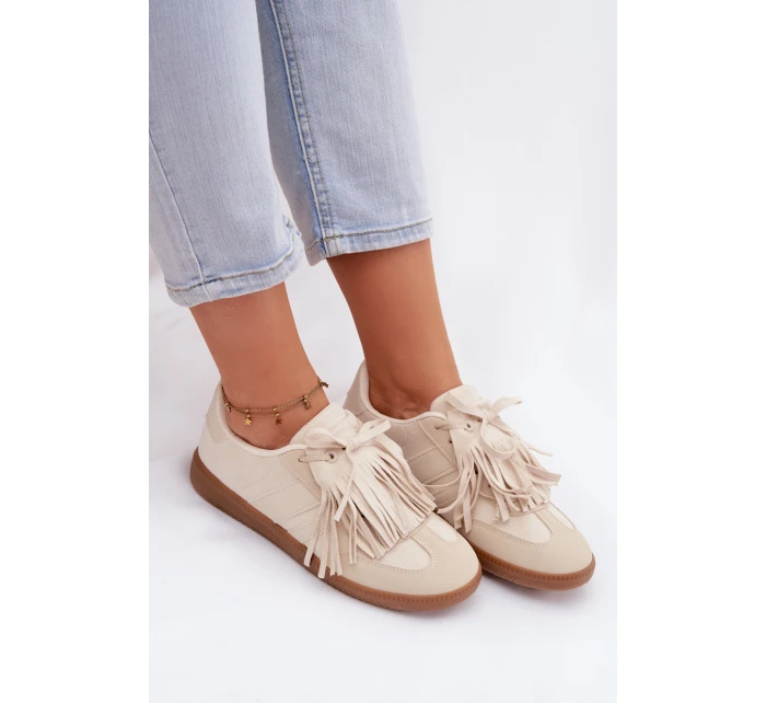 Dámské tenisky s třásněmi Béžové model 21937712 - Boto