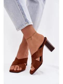 Dámské sandály na podpatku hnědé Denessa