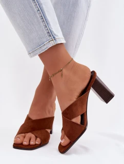 Dámské sandály na podpatku hnědé Denessa