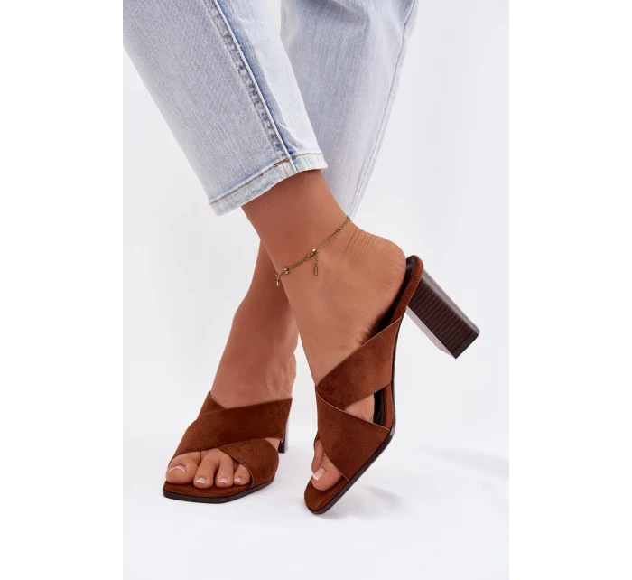 Dámské sandály na podpatku hnědé Denessa
