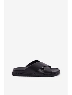 Kožené pánské pantofle Big Star model 22064034 Černé - Big Star Shoes