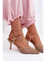 Idira Světle hnědé sandály s síťkou na jehle