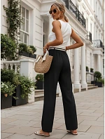 Dámské kalhoty s širokými nohavicemi, černé, FashionStreet UY3073 Dámské kalhoty s širokými nohavicemi, černé, FashionStreet UY3073
