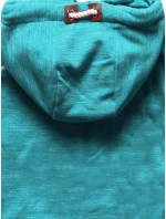 Dámská  mikina v tyrkysové melanžové barvě s kapucí model 21308800 - 6&8 Fashion