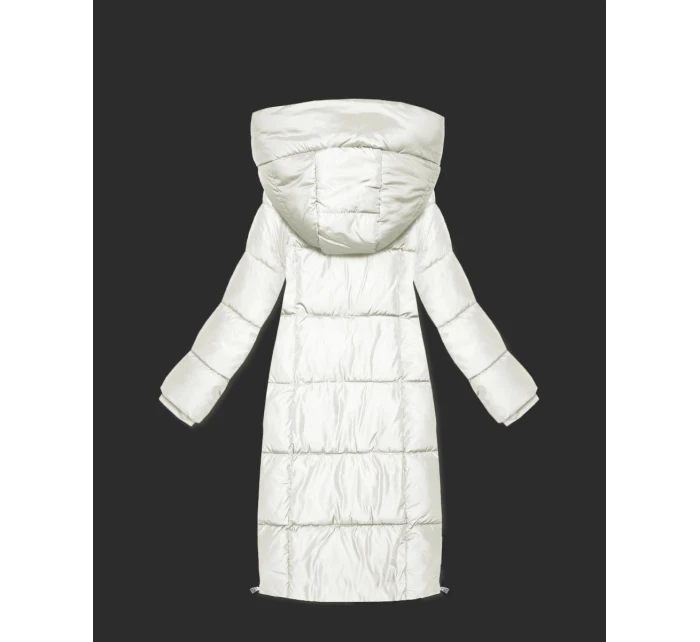 Zimní vypasovaná bunda v barvě ecru s délkou do poloviny stehen S'West (B/R8535-26)