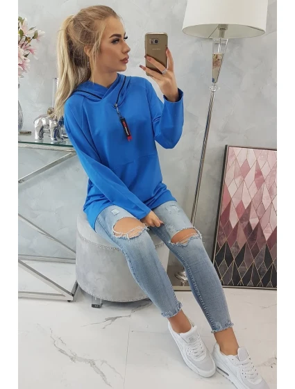 Chrpová tunika s kapucí Oversize na zip