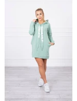 Oversize šaty s kapucí tmavě mátové Oversize šaty s kapucí tmavě mátové