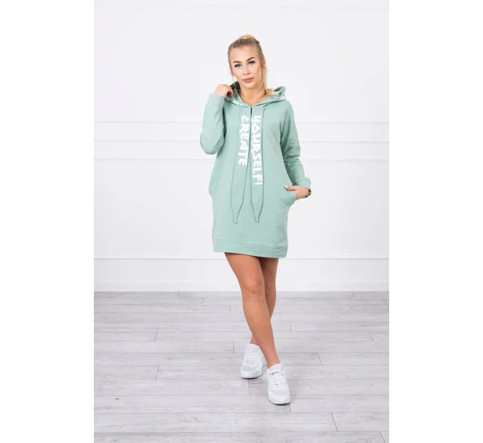Oversize šaty s kapucí tmavě mátové Oversize šaty s kapucí tmavě mátové