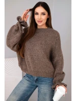 Dámský svetr s přídavkem s pletením a ozdobnými rukávy fango model 21857687 - K-Fashion