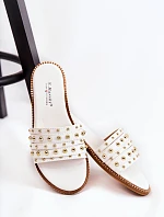 Dámské kožené pantofle s zdobením bílým Brien