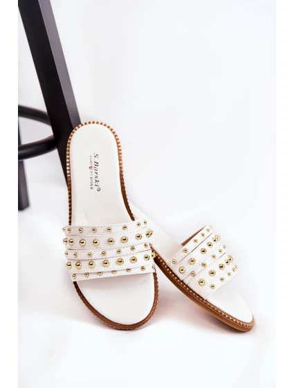 Dámské kožené pantofle s zdobením bílým Brien