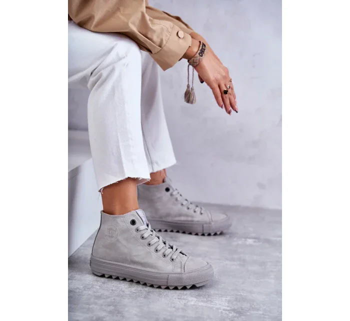 Dámské Tenisky Big Star Vysoké Zateplené Šedé GG274070 Dámské Tenisky Big Star Vysoké Zateplené Šedé GG274070