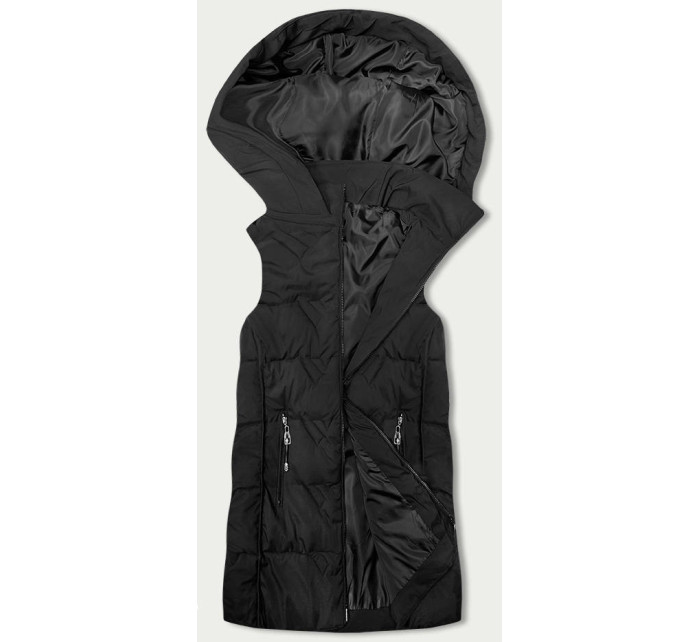 Černá dámská vesta s kapucí (B8176-1)