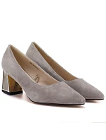 Dámská kožená obuv s ozdobným sloupkem béžová Vinceza 26-66921