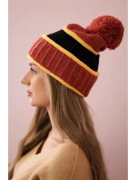 Dámská čepice Kinga K297 červená+hořčicová+černá Dámská čepice Kinga K297 červená+hořčicová+černá