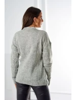 Svetr model 18970343 přes hlavu s módní vazbou šedý - K-Fashion Svetr model 18970343 přes hlavu s módní vazbou šedý - K-Fashion