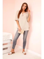 Dámská mušelínová košile s knoflíkem tmavě béžová