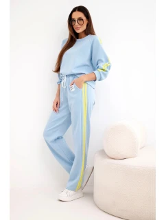 Dámská tepláková souprava model 21951919 s lampasy a volnou mikinou modrý - K-Fashion