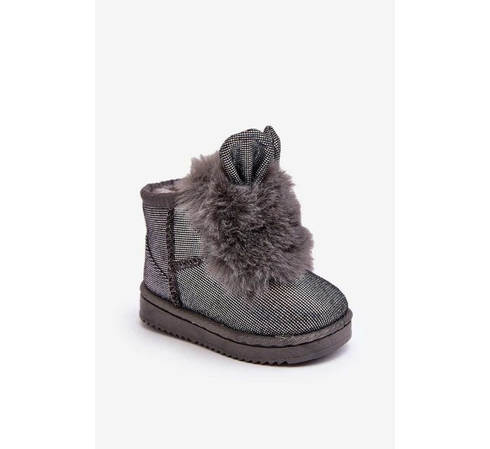 Dětské zimní boty s kožešinovou výplní a ušima šedé Betty