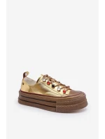 Dámské tenisky na platformě model 21650185 Zlaté - Goe