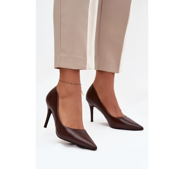 Dámské lodičky z eko kůže čokoládové model 21711403 - Boto Dámské lodičky z eko kůže čokoládové model 21711403 - Boto