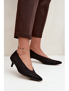 Černé semišové lodičky s kitten heel Nuretta