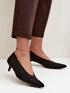 Černé semišové lodičky s kitten heel Nuretta