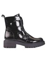 Krásné černé kotníčkové boty dámské na plochém podpatku Krásné černé kotníčkové boty dámské na plochém podpatku