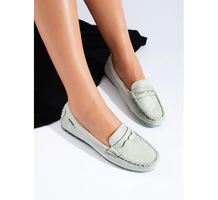 Originální dámské zelené mokasíny bez podpatku Originální dámské zelené mokasíny bez podpatku