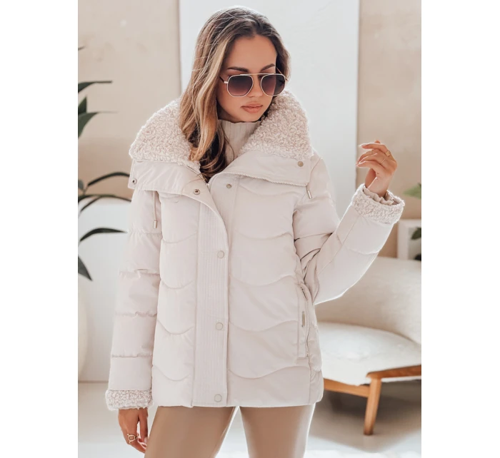 Dámská prošívaná zimní bunda s kapucí bílá Dstreet model 21990458 - FashionStreet
