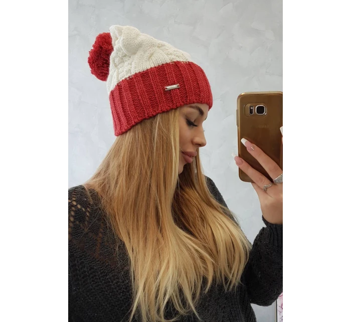 Čepice Paris fleece K212 ecru+bordeaux