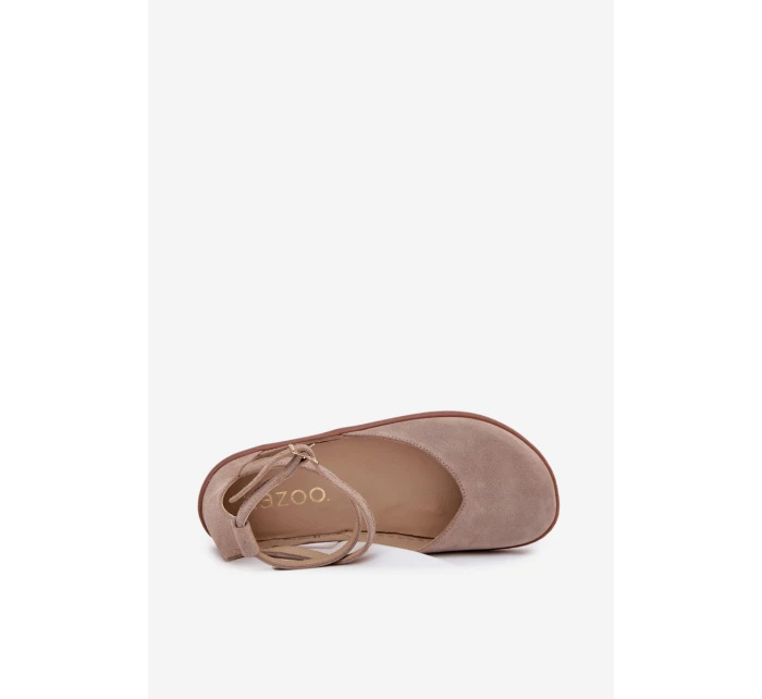 Dámské Semišové Baletky Barefoot S Pásky Zazoo 191 Šedé