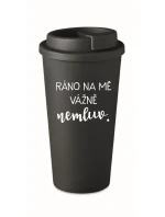RÁNO NA MĚ VÁŽNĚ NEMLUV. - černý termohrnek 475 ml