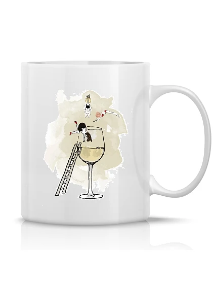 SKOK DO VÍNA - klasický bílý keramický hrníček 300 ml SKOK DO VÍNA - klasický bílý keramický hrníček 300 ml