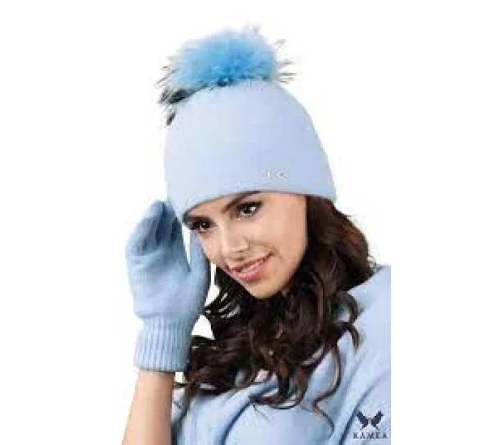 Dámská kožešinovou bambulí modrá  model 15913479 - Kamea